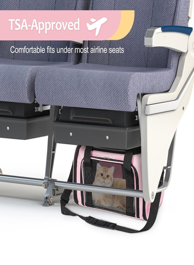 Discala Cat Dog Carrier Up to 15 Lbs TSA Airline Approved Pet Carrier for Small Medium Cats Puppies Dog Carriers for Small Dogs Collapsible Soft Sided Cat Travel Carrier - Pink 15.7"x10.2"x10.2" - Image 3